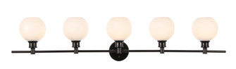 Collier Five Light Wall Sconce in Black and Frosted white glass (173|LD2327BK)