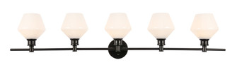 Gene Five Light Wall Sconce in Black and Frosted white glass (173|LD2325BK)