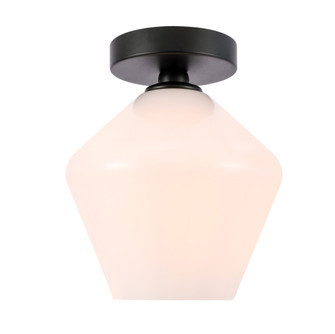 Gene One Light Flush Mount in Black and Frosted white glass (173|LD2255BK)