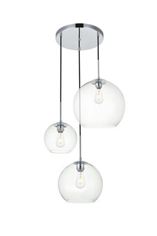BAXTER Three Light Pendant in Chrome and Clear (173|LD2218C)
