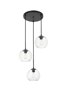 BAXTER Three Light Pendant in Black and Clear (173|LD2208BK)