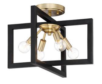 Xander Four Light Semi-Flush Mount in Aged Warm Brass (43|92811AWB)