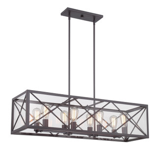 High Line Eight Light Linear Chandelier in Satin Bronze (43|87338SB)