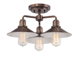 Newbury Station Three Light Semi-Flush Mount in Old Satin Brass (43|85411OSB)