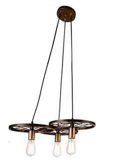 Ravi Three Light Chandelier in Black & Gold (401|9699P253194)