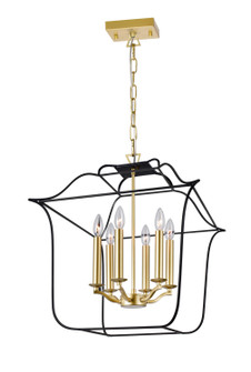 Tudor Six Light Chandelier in Satin Gold & Black (401|1223P206602)