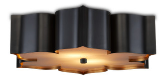 Grand Lotus Two Light Flush Mount in Satin Black/Contemporary Gold/Faux Alabaster (142|99990060)