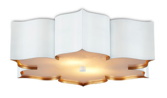 Grand Lotus Two Light Flush Mount in Sugar White/Contemporary Gold/Gaux Alabaster (142|99990059)