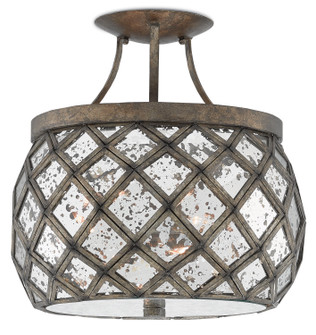 Buckminster Three Light Semi-Flush Mount in Pyrite Bronze/Raj Mirror (142|99990029)