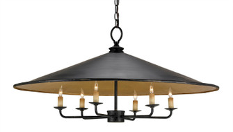Brussels Six Light Chandelier in French Black/Contemporary Gold (142|9873)
