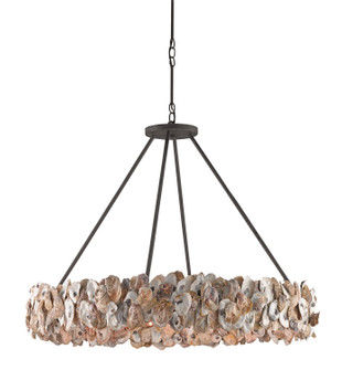 Oyster Eight Light Chandelier in Textured Bronze/Natural (142|9672)