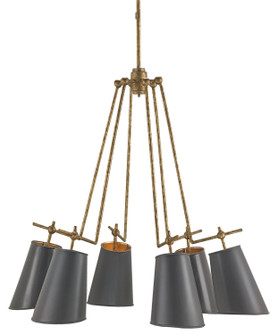 Jean-Louis Chandelier Six Light Chandelier in Old Brass/Marbella Black/Contemporary Gold Leaf (142|9503)