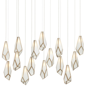 Glace 15 Light Pendant in White/Antique Brass/Silver (142|90001037)