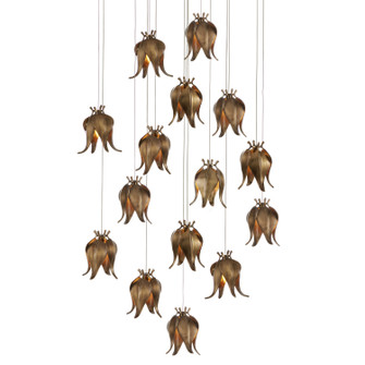 Iota 15 Light Pendant in Antique Brass/Silver (142|90001022)