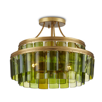 Vintner Three Light Semi-Flush Mount in Contemporary Gold Leaf/Green (142|90000984)