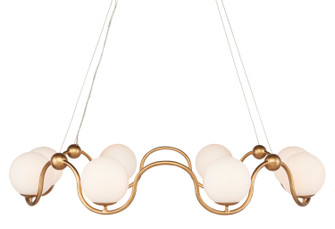 Equilibrium Eight Light Chandelier in Antique Brass/White (142|90000878)