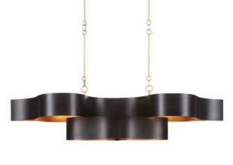 Grand Lotus Six Light Chandelier in Satin Black/Contemporary Gold Leaf (142|90000853)