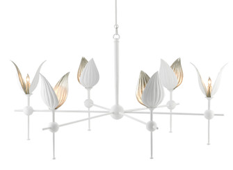 Peace Lily Collection Six Light Chandelier in Gesso White/Silver Leaf (142|90000734)