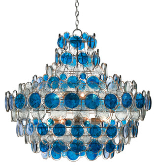 Galahad 12 Light Chandelier in Contemporary Silver Leaf/Painted Silver/Blue (142|90000723)