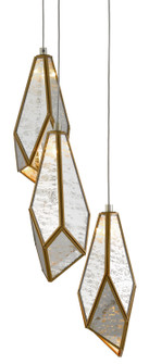 Glace Three Light Pendant in Raj Mirror/Antique Brass/Silver (142|90000703)