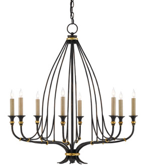 Folgate Eight Light Chandelier in French Black/Gold Leaf (142|90000214)