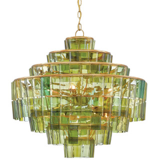 Sommelier Eight Light Chandelier in Green/Dark Contemporary Gold Leaf (142|90000148)