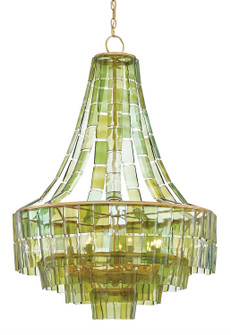 Vintner Seven Light Chandelier in Green/Contemporary Gold Leaf (142|90000147)
