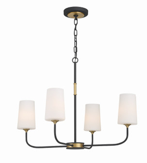 Niles Four Light Chandelier in Black Forged / Modern Gold (60|NIL70014BFMG)