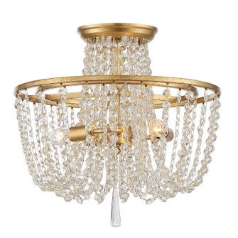 Arcadia Three Light Semi Flush Mount in Antique Gold (60|ARC1900GACLMWP)