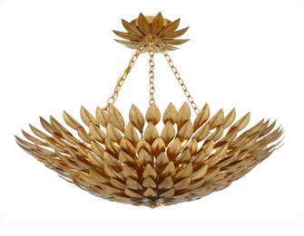 Broche Six Light Semi Flush Mount in Antique Gold (60|517GACEILING)