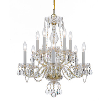 Traditional Crystal Ten Light Chandelier in Polished Brass (60|5080PBCLS)