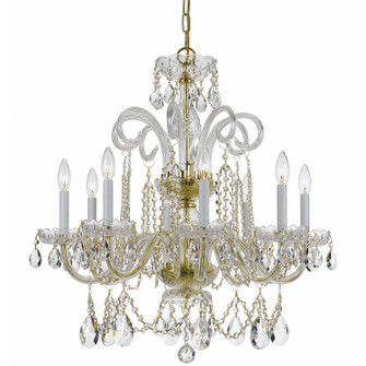 Traditional Crystal Eight Light Chandelier in Polished Brass (60|5008PBCLSAQ)