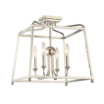 Sylvan Four Light Semi Flush Mount in Polished Nickel (60|2243PNNOSHADE)