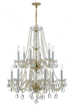 Traditional Crystal 12 Light Chandelier in Polished Brass (60|1137PBCLSAQ)