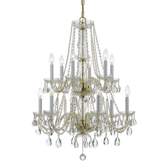 Traditional Crystal 12 Light Chandelier in Polished Brass (60|1137PBCLSAQ)