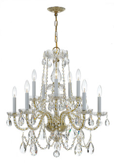Traditional Crystal Ten Light Chandelier in Polished Brass (60|1130PBCLS)