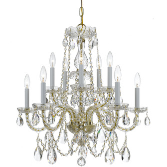 Traditional Crystal Ten Light Chandelier in Polished Brass (60|1130PBCLS)