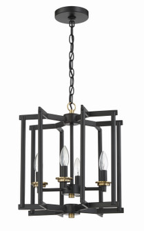 Avante Grand Four Light Foyer Pendant in Flat Black/Satin Brass (46|56934FBSB)