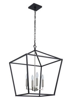 Flynt II Four Light Foyer Pendant in Flat Black/Brushed Polished Nickel (46|56336FBBNK)