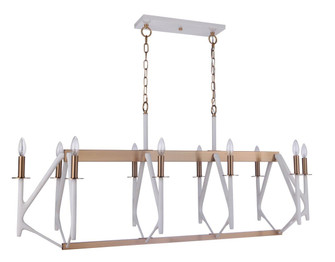 The Reserve Ten Light Island Pendant in Matte White / Satin Brass (46|55570MWWSB)