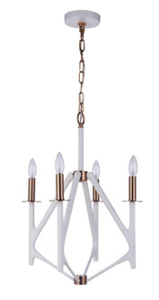 The Reserve Four Light Foyer Pendant in Matte White / Satin Brass (46|55534MWWSB)