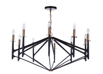 The Reserve Ten Light Chandelier in Flat Black/Satin Brass (46|55510FBSB)