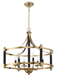 Stanza Six Light Pendant in Flat Black/Satin Brass (46|54896FBSB)