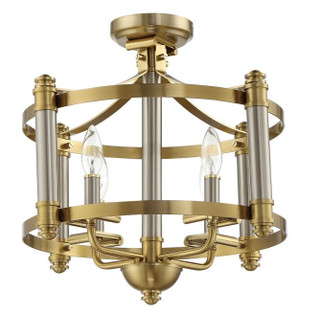 Stanza Four Light Semi Flush Mount in Brushed Polished Nickel/Satin Brass (46|54854BNKSB)