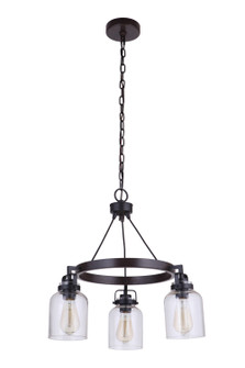 Foxwood Three Light Chandelier in Flat Black / Dark Teak (46|53623FBDT)