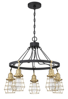 Thatcher Five Light Chandelier in Flat Black/Satin Brass (46|50625FBSB)