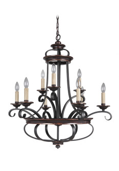 Stafford Nine Light Chandelier in Aged Bronze/Textured Black (46|38729AGTB)