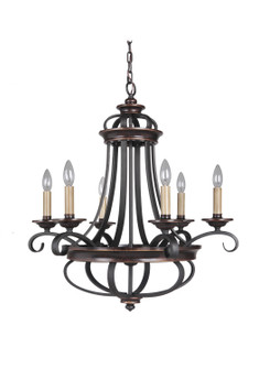 Stafford Six Light Chandelier in Aged Bronze/Textured Black (46|38726AGTB)