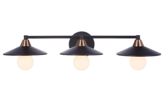 Isaac Three Light Vanity in Flat Black/Satin Brass (46|12529FBSB3)