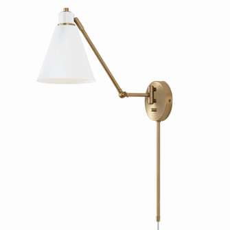 Bradley One Light Wall Sconce in Aged Brass and White (65|650111AW)